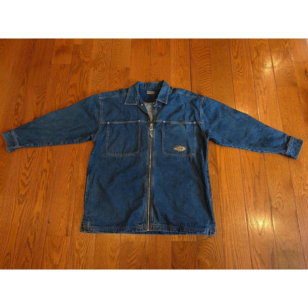 Vintage Macgear Denim Jean Jacket Baggy Skater 90s Rave Grunge Men's XL